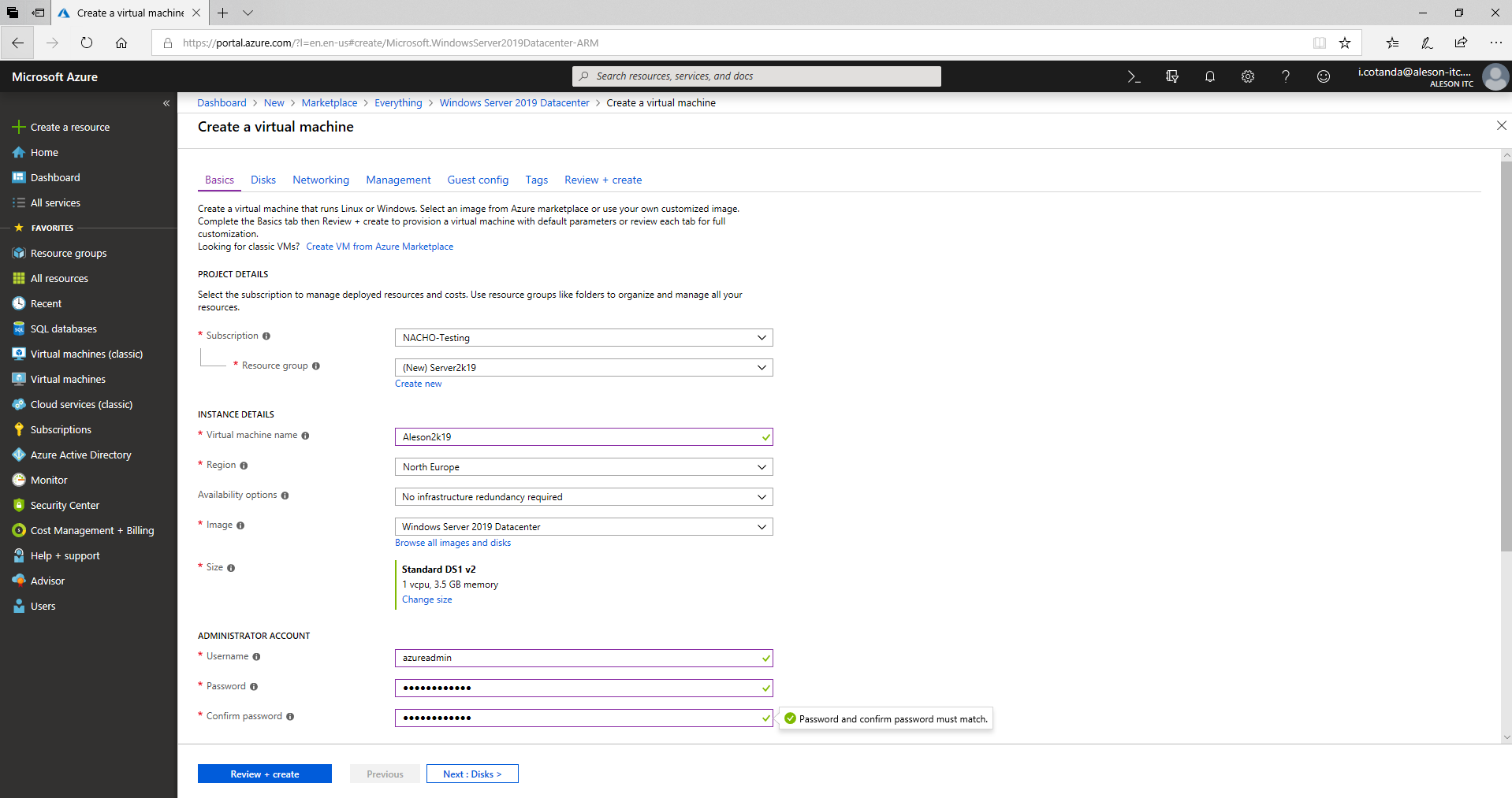 azure windows server 2019 virtual network resource groups install instalar grupo de recursos red virtual public ip aleson itc microsoft base de datos sql server mysql oracle postgresql bi business intelligence azure ssis ssas ssrs Azure SQL Database datawarehouse stretch databases managed instance elastic pool data factory