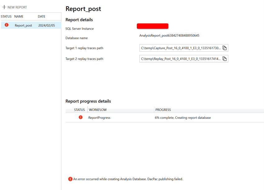 "An error occurred while creating Analysis Database. DacPac publishing failed."