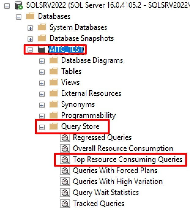 Top Resources Consuming Queries de Query Store