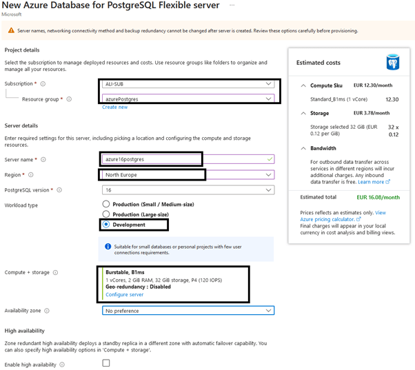 How to create our PostgreSQL Flexible Server service