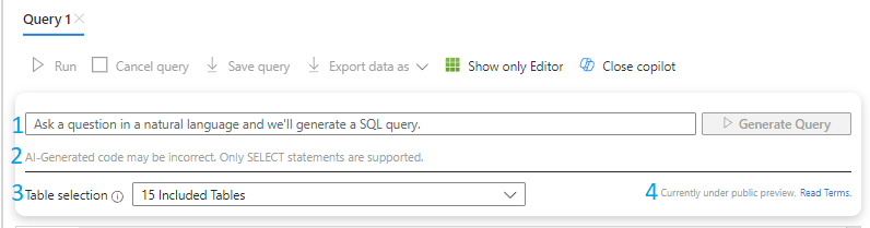 Chat con Copilot en Azure SQL Database