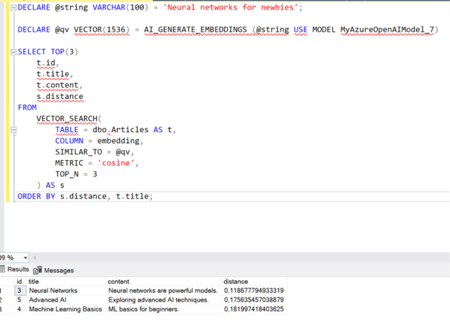 Vector Search en SQL Server 2025: tipo VECTOR y DiskANN